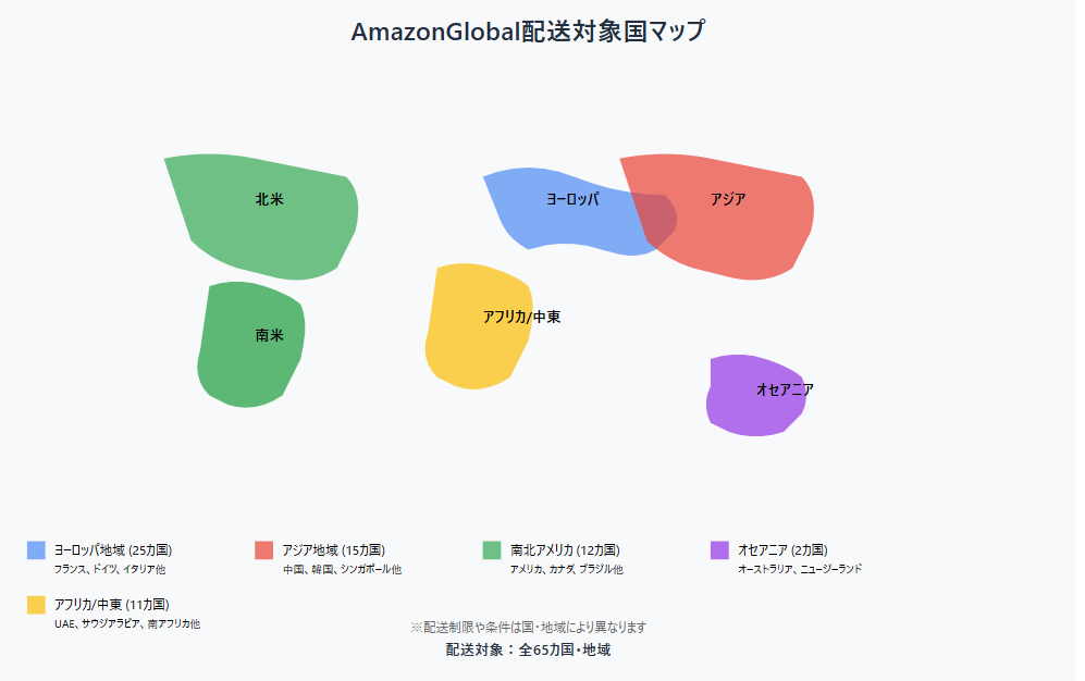 AmazonGlobal配送対象国マップ